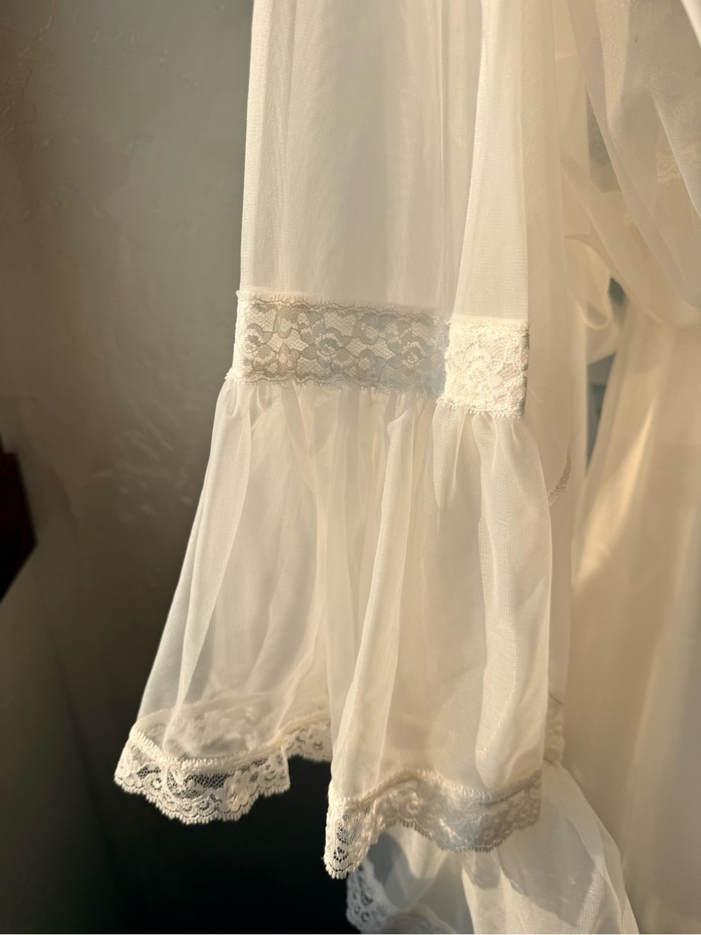 Vintage 1950s 1960s Tosca White Chiffon Lace Peignoir Set Bridal Nightgown Small - Picture 5 of 16